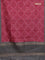 Chappa saree pink and grey with allover small zari checked pattern & prints and piping border