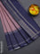 Chappa saree pastel pink and dark blue with allover small zari checked pattern and temple design zari woven border
