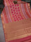 Bangalori semi silk saree sandal pink and maroon with allover elephant butta ikat weaves and zari woven border
