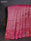 Banarasi semi raw silk saree pink with allover silver zari woven brocade weaves and floral design paithani border