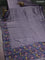 Banarasi semi raw silk saree navy blue with allover silver zari woven brocade weaves and floral design paithani border