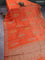 Banarasi semi raw silk saree orange with allover thread & zari weaves and woven border