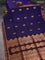 Kora silk cotton saree blue and maroon with allover zari stripes pattern and zari woven border