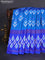 Pochampally silk saree cs blue and blue with allover ikat butta weaves and long zari woven ikat border