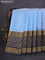 Pochampally silk saree blue and black with allover ikat weaves and long zari woven ikat border
