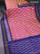 Pochampally silk saree dual shade of pink and blue with allover ikat butta weaves and long ikat woven zari border