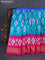 Pochampally silk saree dual shade of teal green and pink with allover ikat butta weaves and long ikat woven zari border