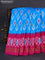 Pochampally silk saree cs blue and pink with allover ikat butta weaves and long ikat woven zari border