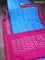 Pochampally silk saree cs blue and pink with allover ikat butta weaves and long ikat woven zari border