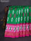 Pochampally silk saree greem and magenta pink with allover ikat butta weaves and long ikat woven zari border