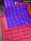 Pochampally silk saree blue and pink with allover ikat butta weaves and long ikat woven zari border