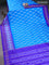 Pochampally silk saree cs blue and blue with allover ikat butta weaves and long ikat woven zari border