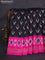 Pochampally silk saree black and pink with allover ikat butta weaves and long ikat woven zari border