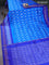 Pochampally silk saree cs blue and blue with allover ikat butta weaves and ikat woven zari border