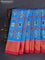 Pochampally silk saree cs blue and red with allover ikat weaves and zari woven border