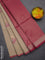 Kora silk cotton saree beige and magenta pink with thread & zari woven floral buttas and zari woven border