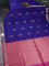 Kora silk cotton saree blue and mauve pink with thread & zari woven floral buttas and zari woven border