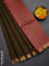 Kora silk cotton saree olive green and maroon with zari woven buttas and zari woven border