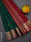 Kora silk cotton saree green and maroon with silver & gold zari woven geometric buttas and zari woven border