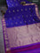 Pure kanchipuram silk saree blue and purple with zari woven buttas and rich zari woven border