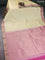 Pure kanchipuram silk saree cream and pink shade with zari woven buttas and rich zari woven border