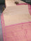 Pure kanchipuram silk saree cream and pink with zari woven buttas and zari woven border
