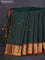Pure kanchipuram silk saree bottle green and orange with allover zari weaves & buttas and rich zari woven border