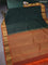 Pure kanchipuram silk saree bottle green and orange with allover zari weaves & buttas and rich zari woven border