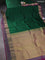 Pure kanchipuram silk saree dark green and dual shade of purple with allover zari woven buttas and rettapet zari woven border