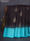 Pure kanchipuram silk saree coffee brown and teal blue with zari woven buttas and zari woven border