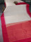 Pure kanchipuram silk saree cream and dark pink with allover zari weaves and simple border