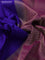 Pure kanchipuram silk saree blue and purple with plain body and long temple zari woven border