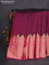 Pure kanchipuram silk saree dark magenta pink and pink with plain body and long temple zari woven border