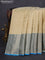 Pure kanchipuram silk saree beige and dual shade of blue with allover zari woven buttas and long rich zari woven border