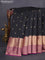 Pure kanchipuram silk saree black and purple with zari woven buttas and long rich zari woven border