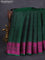 Pure kanchipuram silk saree bottle green and pink with plain body and thread woven border