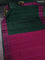 Pure kanchipuram silk saree bottle green and pink with plain body and thread woven border