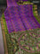 Ikat soft silk saree purple and mehendi green with allover ikat weaves and temple design zari woven border