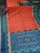 Ikat soft silk saree dual shade of pink and peacock green with allover ikat weaves and long zari woven ikat style border