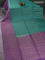 Kanchipuram soft silk saree teal green shade and lavender shade with allover zari woven brocade weaves and long zari woven border