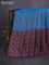 Kanchipuram soft silk saree peacock blue and purple with allover zari woven brocade weaves and long zari woven border