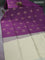 Kanchipuram soft silk saree purple and mild pista green with allover zari weaves in borderless style