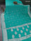Banarasi chiffon silk saree teal blue with silver zari woven buttas and silver zari woven border