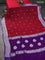 Banarasi chiffon silk saree red and violet with silver zari woven buttas and floral silver zari woven border