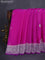 Banarasi chiffon silk saree pink and purple with silver zari woven buttas and silver zari woven border