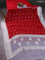 Banarasi chiffon silk saree red and grey with silver zari woven buttas and floral silver zari woven border