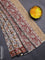 Jaipur cotton saree beige and maroon with allover kalamkari prints and printed border