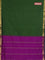 10 yards Poly cotton saree green and purple with plain body and zari woven border