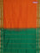10 yards Poly cotton saree orange and green with plain body and rettapet zari woven border