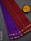 10 yards Poly cotton saree violet and maroon with plain body and rettapet zari woven border